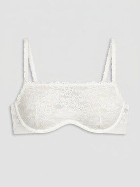 NEW! Victoria's Secret PINK Coconut White Unlined Demi Lace Bra L 34892